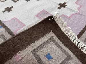 Turkish Kilim flat woven wool rug - 4