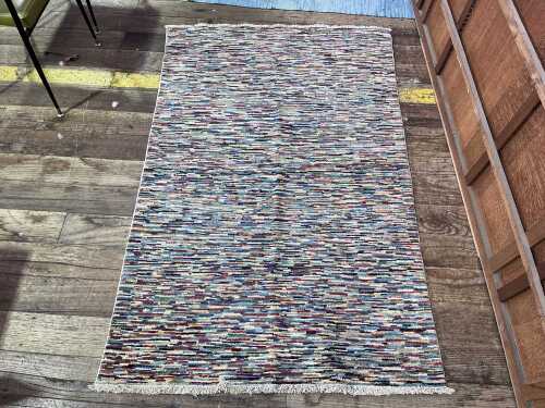 Afghan Chobi striped hand knotted wool rug