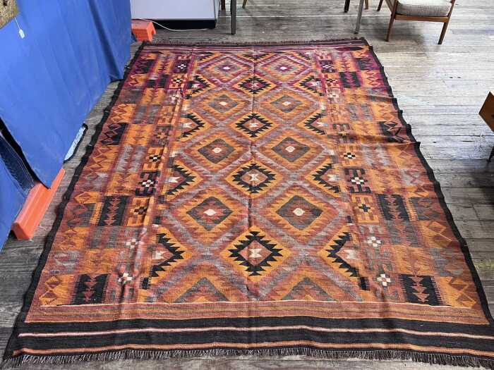 Afghan Kilim flat woven wool rug