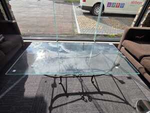 Glass coffee table with wrought iron base - 4