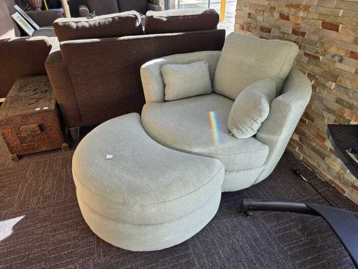 Plush 'Snuggle Petite' swivel lounge chair with ottoman