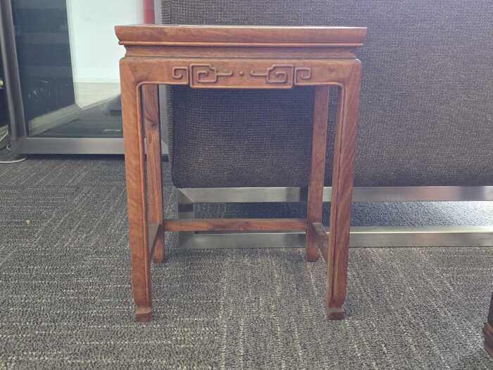 Oriental timber side table with carved cloud pattern apron