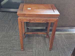 Oriental timber side table with carved cloud pattern apron - 2