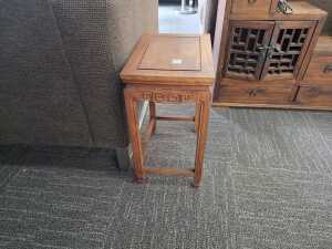 Oriental timber side table with carved cloud pattern apron - 3