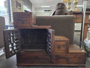 Chinese elm stair chest - 2