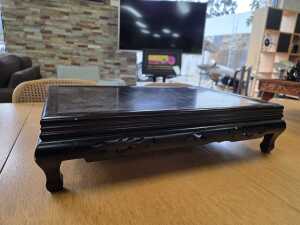 Oriental rosewood footed tray with carved leaf decoration to skirt - 2
