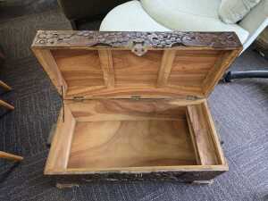 Carved camphor timber chest - 5