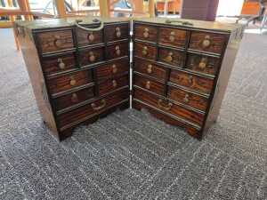 Chinese timber travelling medicine cabinet