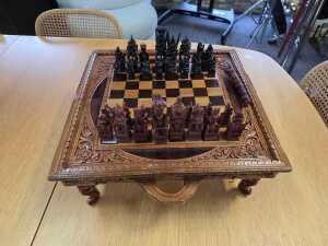 South-East Asian timber chess and backgammon set - 2