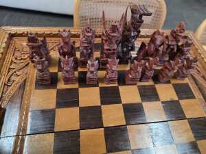 South-East Asian timber chess and backgammon set - 4
