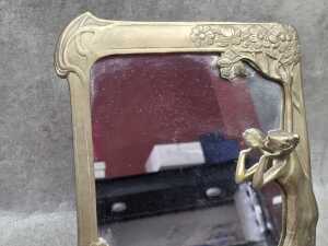 Art Nouveau style brass framed mirror - 3
