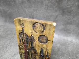 Mid-century ceramic wall plaque featuring a stylised cityscape of Prague - 3