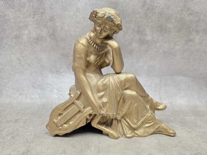 Cast spelter figure of muse with lyre