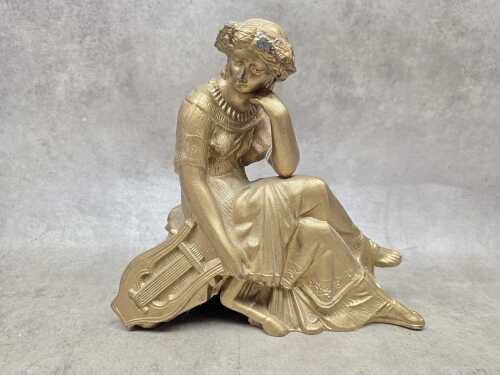Cast spelter figure of muse with lyre