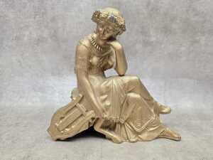 Cast spelter figure of muse with lyre