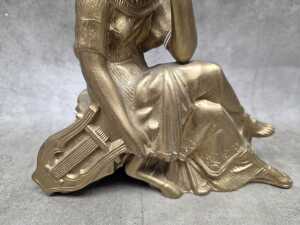 Cast spelter figure of muse with lyre - 3