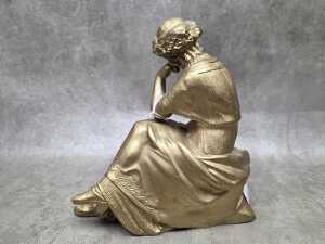 Cast spelter figure of muse with lyre - 4