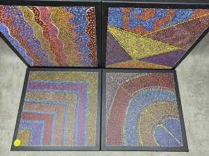 Dianne Dixon Kemarre, Bush Food (4). Set of four Indigenous Australian acrylic paintings on canvas - 2