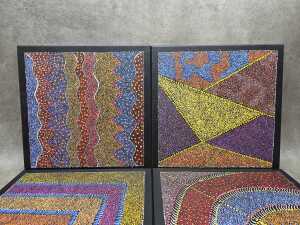 Dianne Dixon Kemarre, Bush Food (4). Set of four Indigenous Australian acrylic paintings on canvas - 3