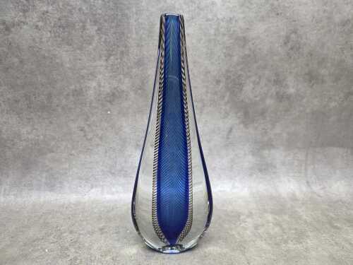 89 · Vase with submerged blue glass and ribbon design