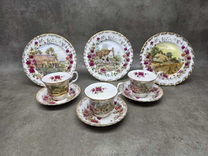 Three Royal Albert 'Four Seasons' porcelain duo and side plate sets