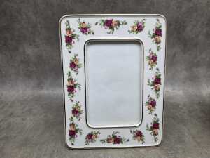 Two Royal Albert 'Old Country Roses' porcelain vase and 4x6" photo frame - 2