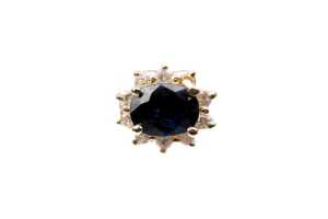 A pair of sapphire and diamond earrings in 14ct yellow gold with 9ct backings. - 2
