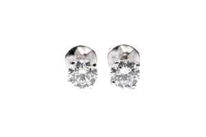 A pair of laboratory grown diamond studs in 14 carat white gold