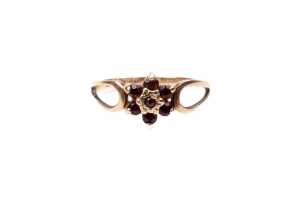 A garnet ring in 9 carat yellow gold