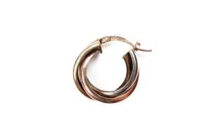 A pair of triple hoops in 9 carat three tone gold - 2