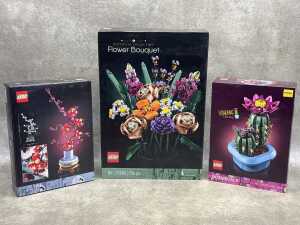 Three LEGO Botanical flower sets