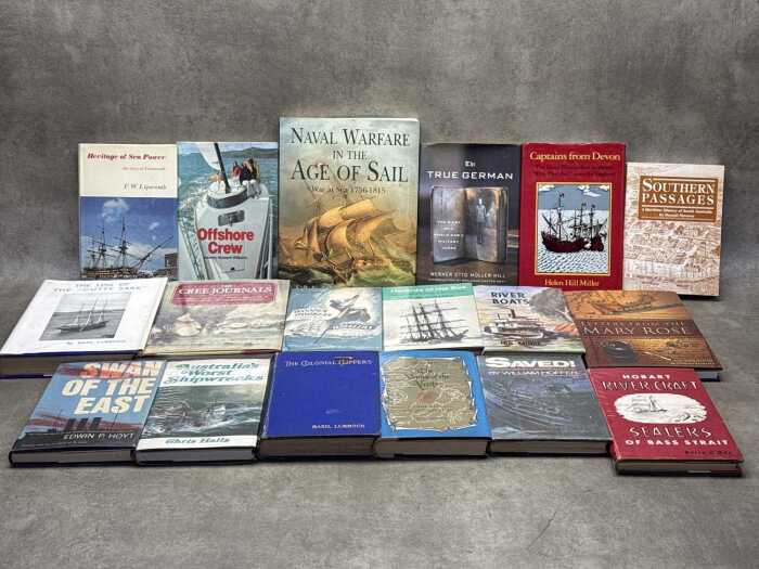 Maritime history books, including The Log of the Cutty Sark