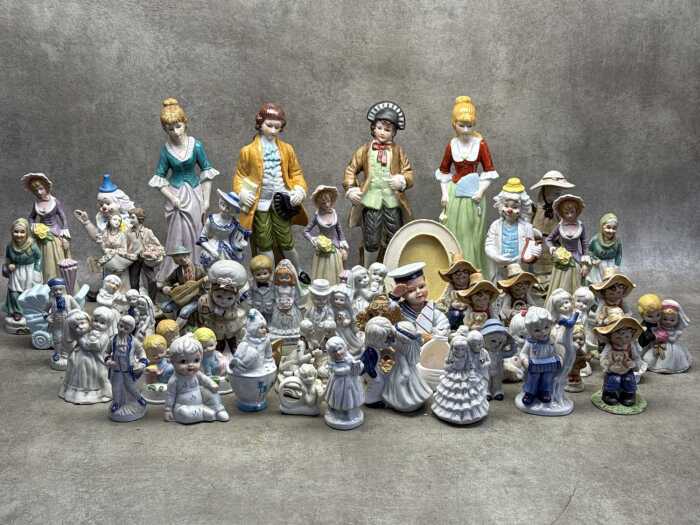 Assorted figures, mainly ceramic