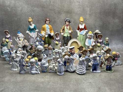 Assorted figures, mainly ceramic