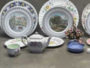Porcelain, including cabinet plates and floral baskets - 4