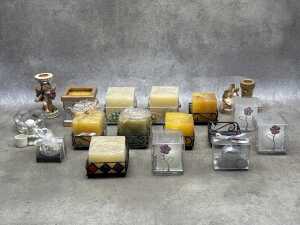 Candle holder, candles and ornaments