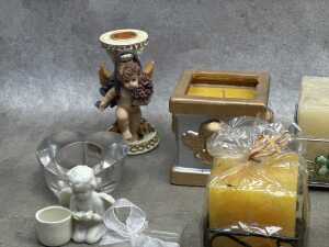 Candle holder, candles and ornaments - 2