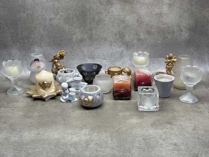 Candle holder, candles and ornaments