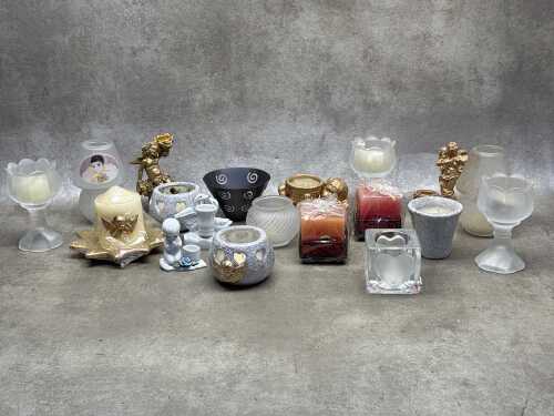 Candle holder, candles and ornaments
