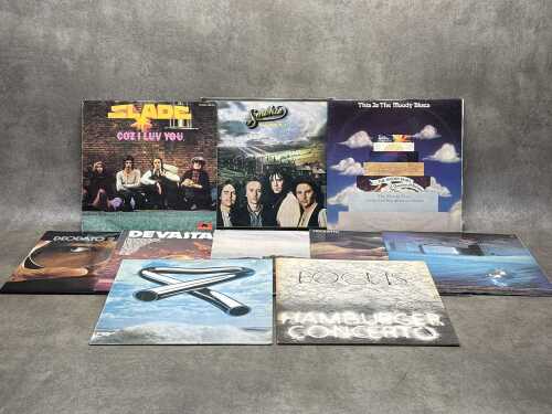 Ten Progressive and Hard Rock vinyl records