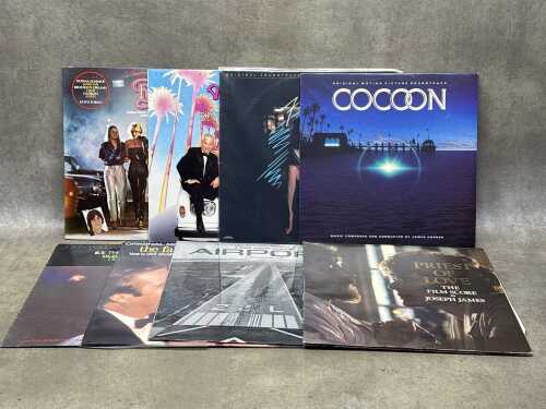 Eight soundtrack vinyl records