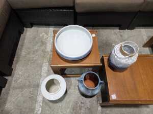 Trio of blue ceramic vases - 2