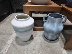 Trio of blue ceramic vases - 5