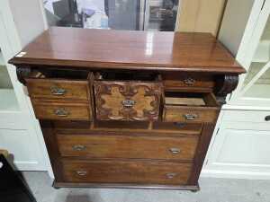 Victorian carved cedar chest of drawers - 2
