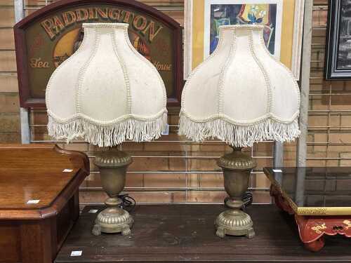 Pair of crackle painted table lamps