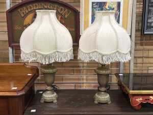 Pair of crackle painted table lamps
