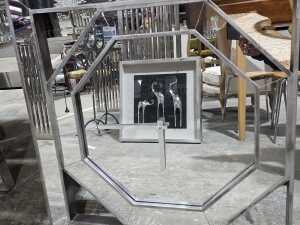 Framed hexagonal mirrored wall clock - 2
