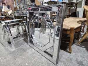 Framed hexagonal mirrored wall clock - 3