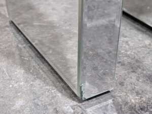 Three mirrored nesting side tables with crystal design under glass top - 5