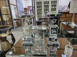 Three Bromley mirrored candle holders